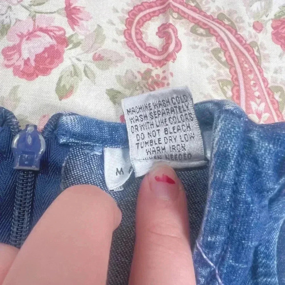 Vintage Maggie & Zoe Little Girl Baby Denim Dress Purple Flowers 18M - Picture 5 of 5